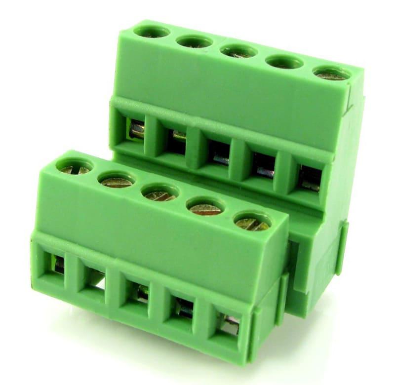 Borne modular de 2 niveles para PCI, 2 pines, paso 5,08mm, altura de 25,2mm, verde