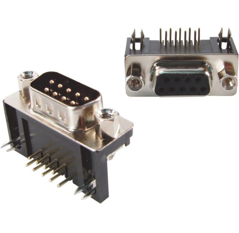 conector DB para PCI, 15 pines, hembra, 90 malla de protección, MÉDIO (10,30mm), con KIT de retención hembra