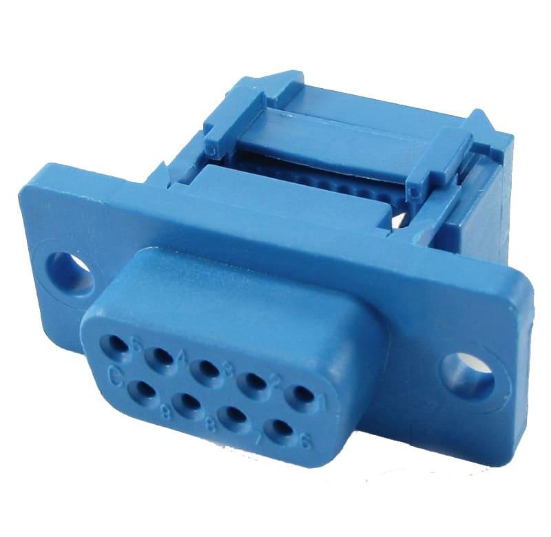 conector DB para cable plano (FLAT cable), 9 pines, hembra, CUERPO PLÁSTICO