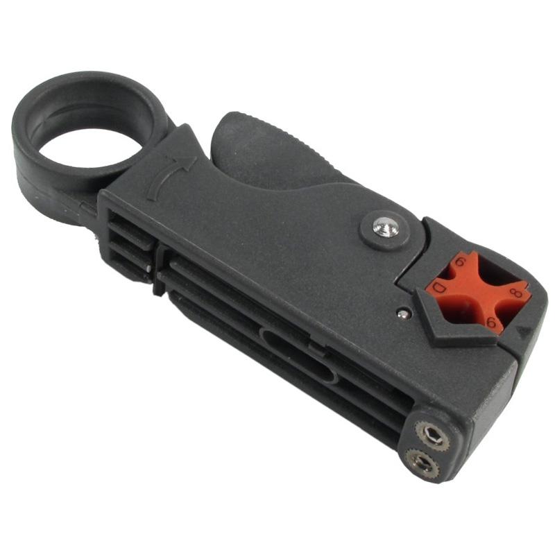 Herramienta pelacable para cables coaxiales RG58, RG59, RG62 y RG6. Modelo com 2 cuchillas.