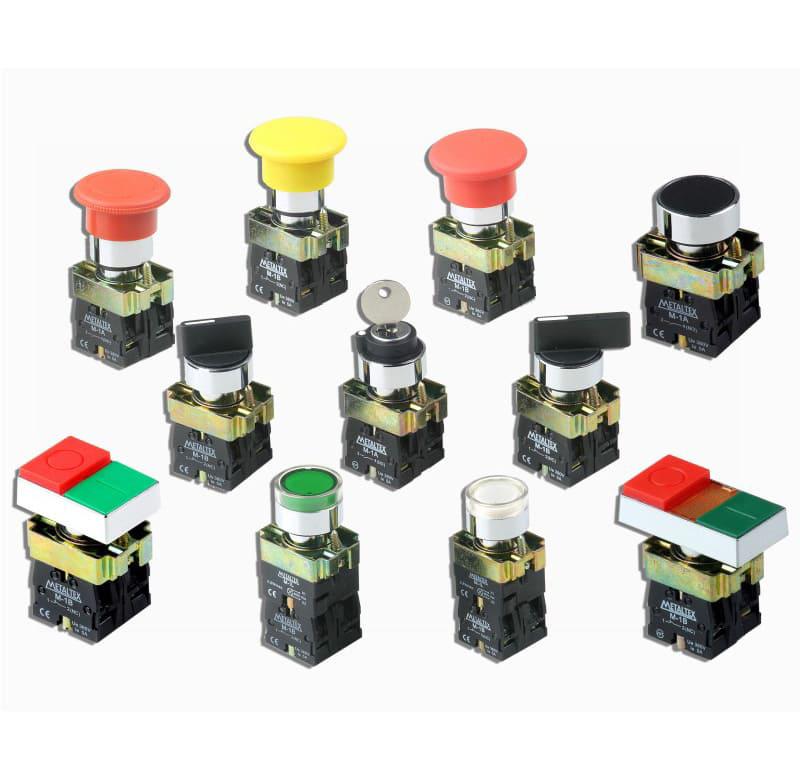 Pulsador no rasante 22mm metálicocolor azul-1NA