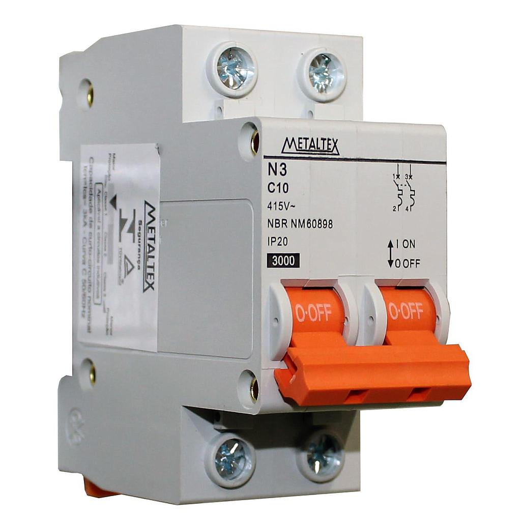Mini Disjuntor 3KA 2 polos Curva C 10A