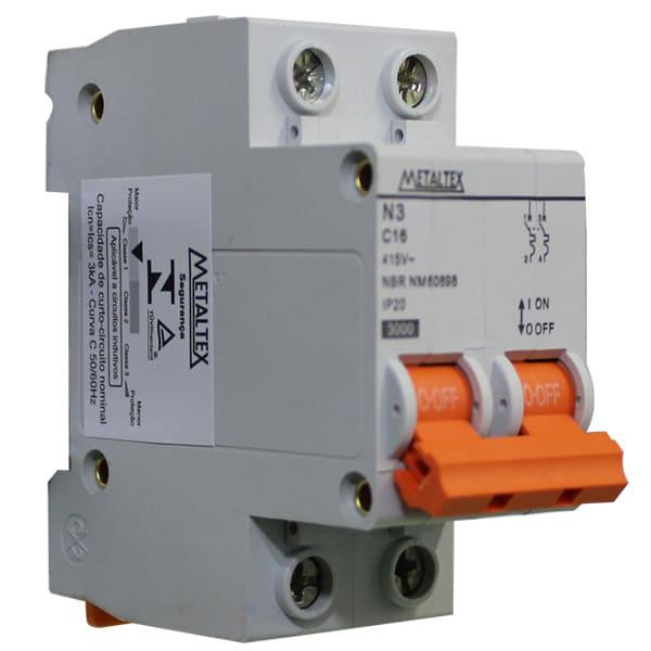Mini Disjuntor 3KA 2 polos Curva C 16A