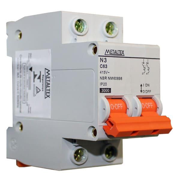 Mini Disjuntor 3KA 2 polos Curva C 63A