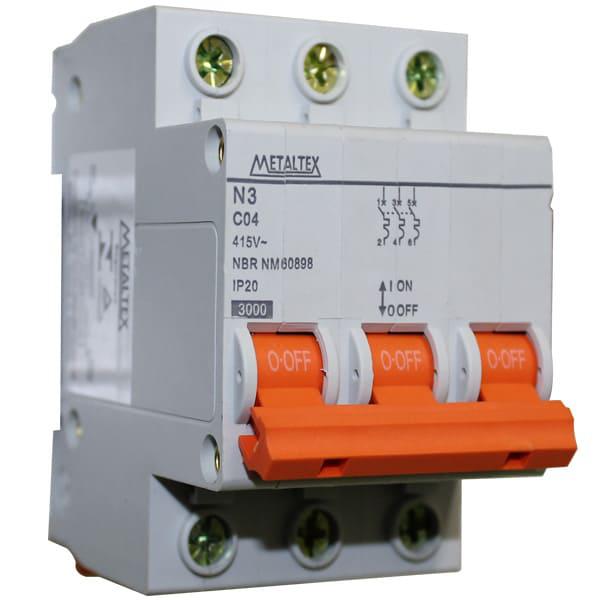 Mini Disjuntor 3KA 3 polos Curva C 4A