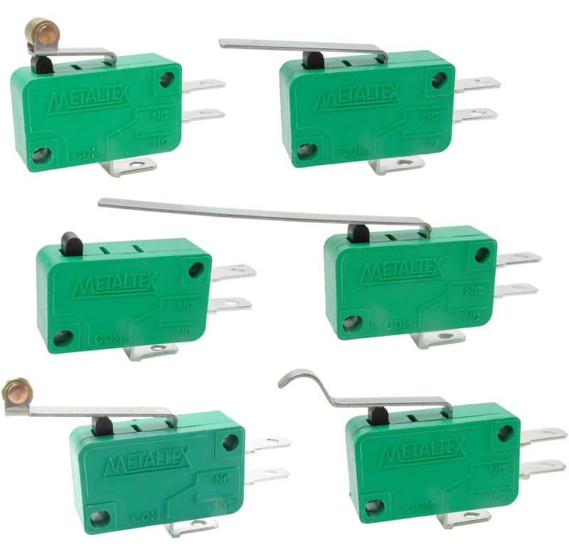 Micro Llave, 1 contacto reversible, 3A, 250VCA, Actuador con palanca larga con ROLETE 34,0mm, terminal FASTON 0,187"