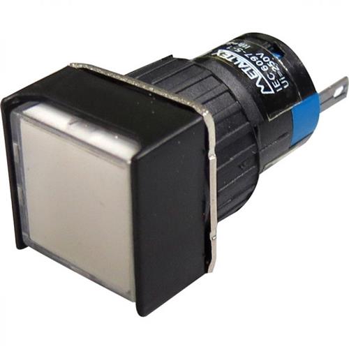 Botón luz piloto LED 16mm cuadrado-220Vcolor blanco