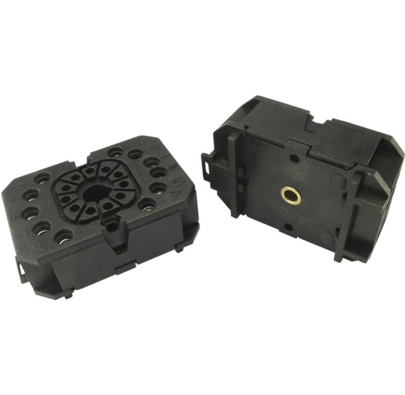 Base para Relé 11 pines, fijación riel DIN o tornillos