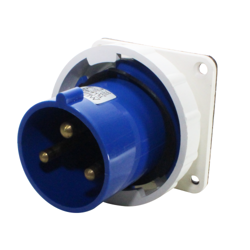 Enchufe Industrial Embutido Negativo Macho 63A 3P+T 9H Azul