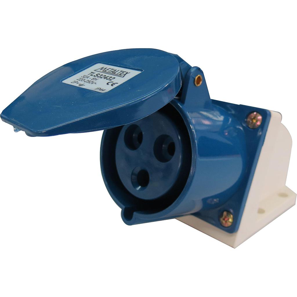 Enchufe Industrial Sobrepuesto Hembra 32A 2P+T 6H Azul