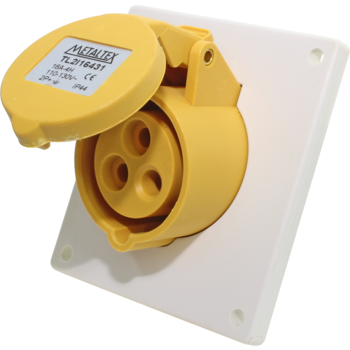 Enchufe Industrial Inclinado Hembra 16A 2P+T 4H Amarillo