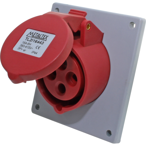 Enchufe Industrial Inclinado Hembra 16A 3P+T 6H Rojo