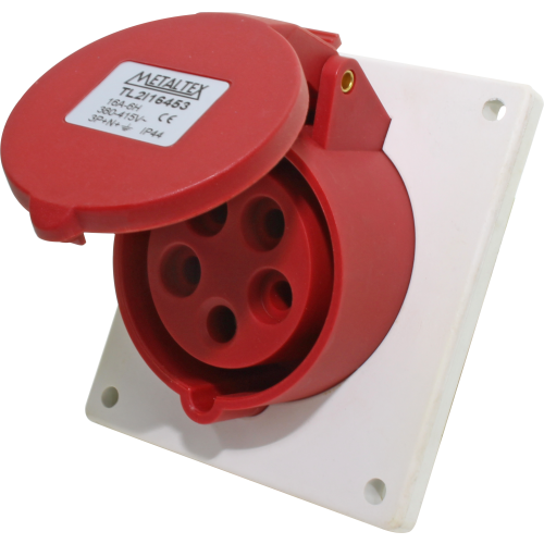 Enchufe Industrial Inclinado Hembra 16A 3P+N+T 6H Rojo