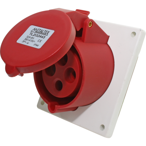Enchufe Industrial Inclinado Hembra 32A 3P+T 6H Rojo