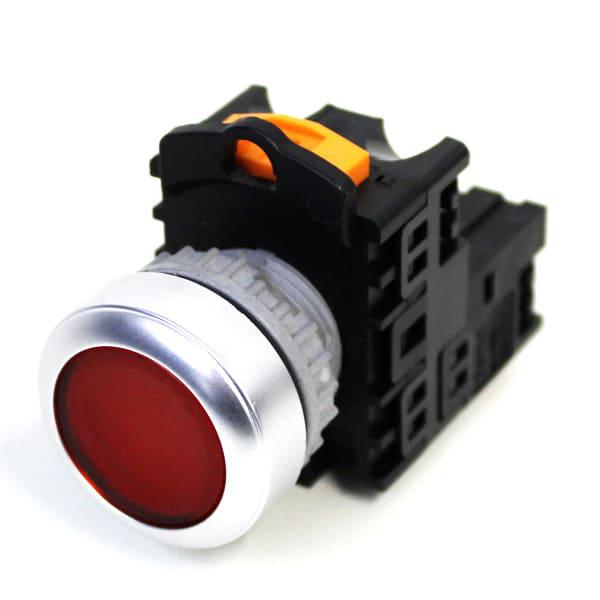 Botonera Pulsador iluminado 22mm plástico color rojo 24V-1NA