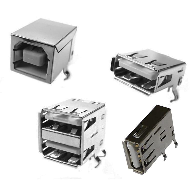 Conector USB Tipo A, Hembra, 90 grados