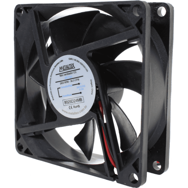 Ventilador CC, 80x80x25mm, 12VCC, 3400RPM, rodamiento