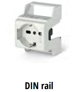 ENCHUFE SCHUKO 2P+T 16 220-250V GRIS con soporte para riel DIN