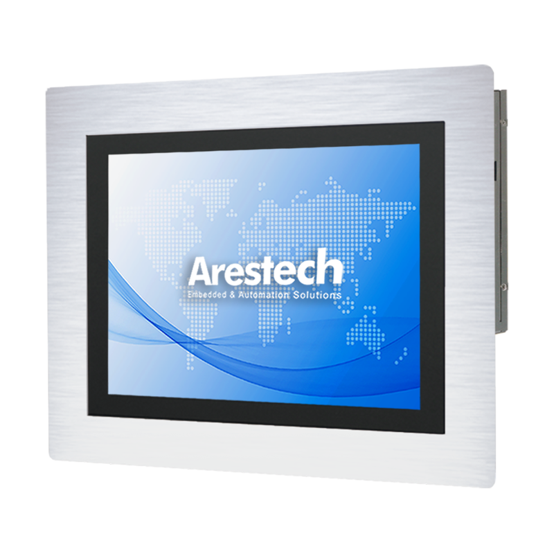 12” 4:3 (1024 x 768), 450nits, Stainless Steel IP65 front panel, Fanless Panel PC with  Intel Celeron J1900 CPU, 5-wire Resistive Touch, 2 USB 3.0, 2 USB 2.0, 3 RS-232, 1 RS-232/422/485, 8-bit DIO, Line out, 2 GbE, 1 VGA, 1 HDMI, DC 9-36V, Phoenix Connector