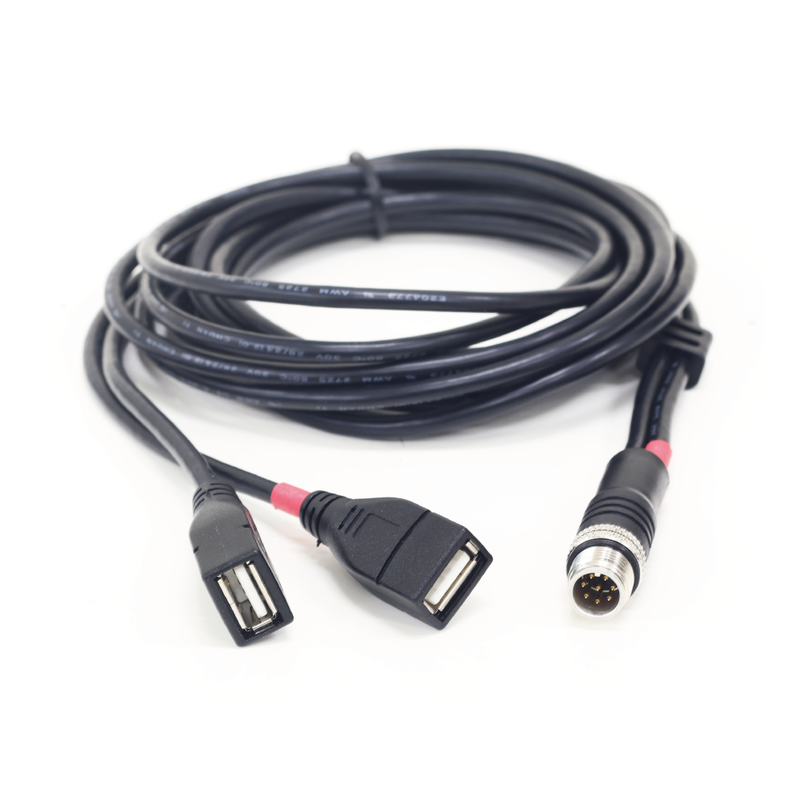 M12 Connector to USB2.0 Cable, 2m