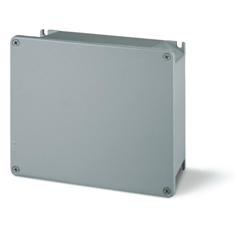 CAJA DE DERIVACION DE ALUMINIO IP66, -40°C+90°C, CON FIJACION PARA RIEL DIN, RAL9006, CON TORNILLOS DE FIJACION ACERO INOX. SERIE ALUBOX 253X217X93mm