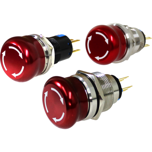 Botonera de emergencia antivandalismo 22mm rojo 2 inversores