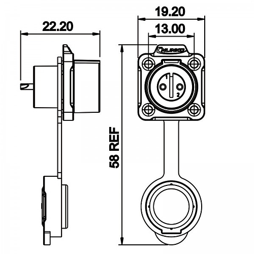 Conector Serie LP-12 Hembra 2 Pines Socket Soldar CNLINKO