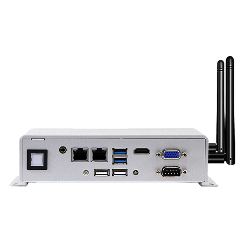 Intel Pentium N4200 Quad Core CPU, 2 DDR3L memory, 2 USB3.0,  2 USB2.0, 1 RS-232/422/485 , 1 RS-232, 2 GbE, Line out, 1 VGA, 1 HDMI, DC 9~36V, Phoenix Connector, DIN Rail  