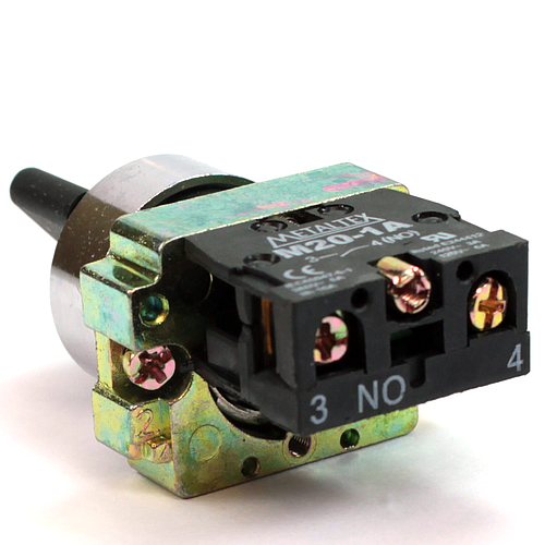 Selectora metálica knob corto 2 posiciones con retorno 90G 1NA