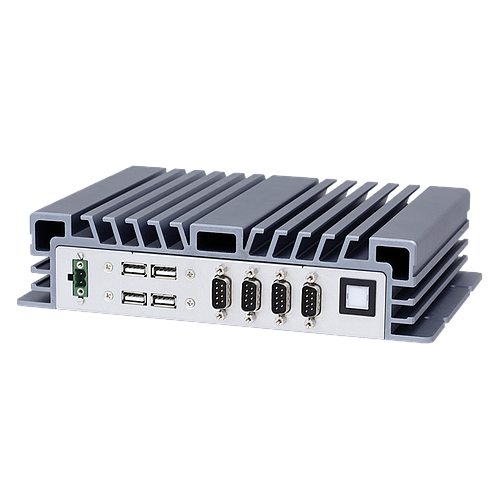 Intel Celeron N3350 Dual Core CPU, 2 DDR3L memory, 2 USB3.0, 4 USB 2.0, 3 RS-232, 1 RS-232/422/485, 2 GbE, line out, mic in, 1 VGA, 1 HDMI, DC 9~36V